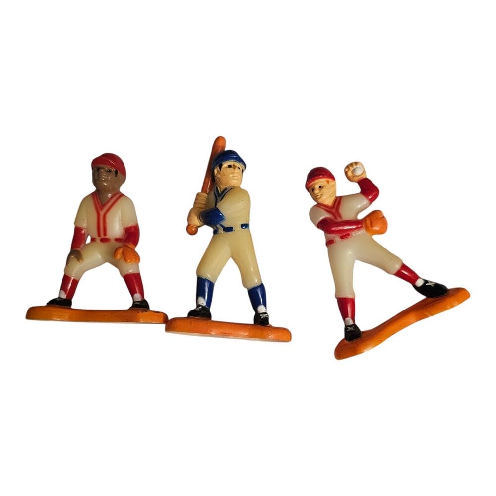 VTG 1984 Baseball Players Cake Toppers  Figures Boys Sports 3” Set Of 3